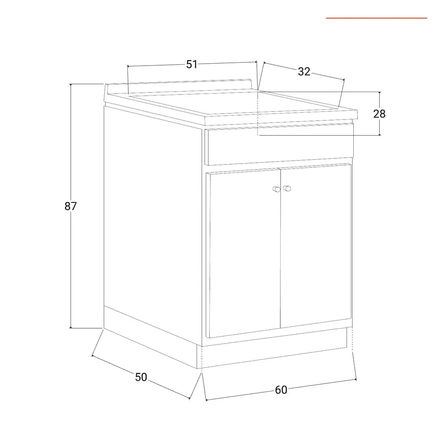 Mobile lavatoio per interno o esterno 60x50 due ante + vasca e asse lavapanni