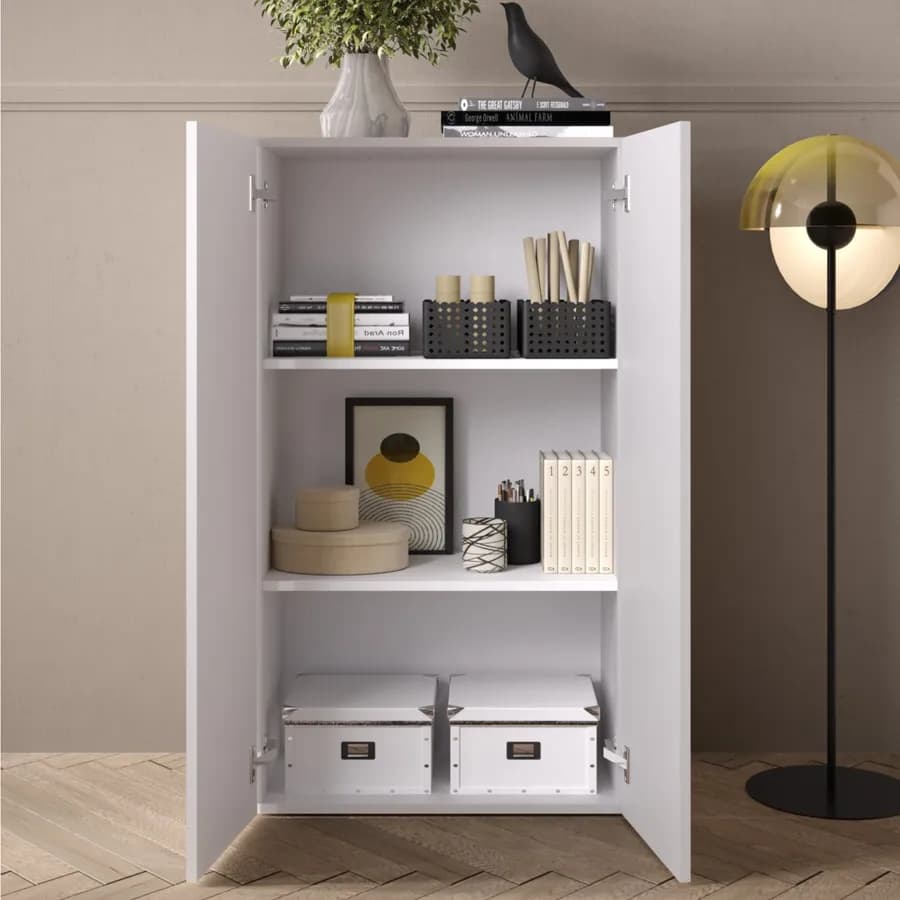 Mobile multiuso 63x113h cm bianco lucido con due ante - Zendo