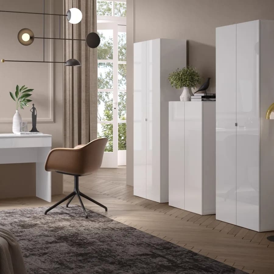 Mobile multiuso 63x113h cm bianco lucido con due ante - Zendo