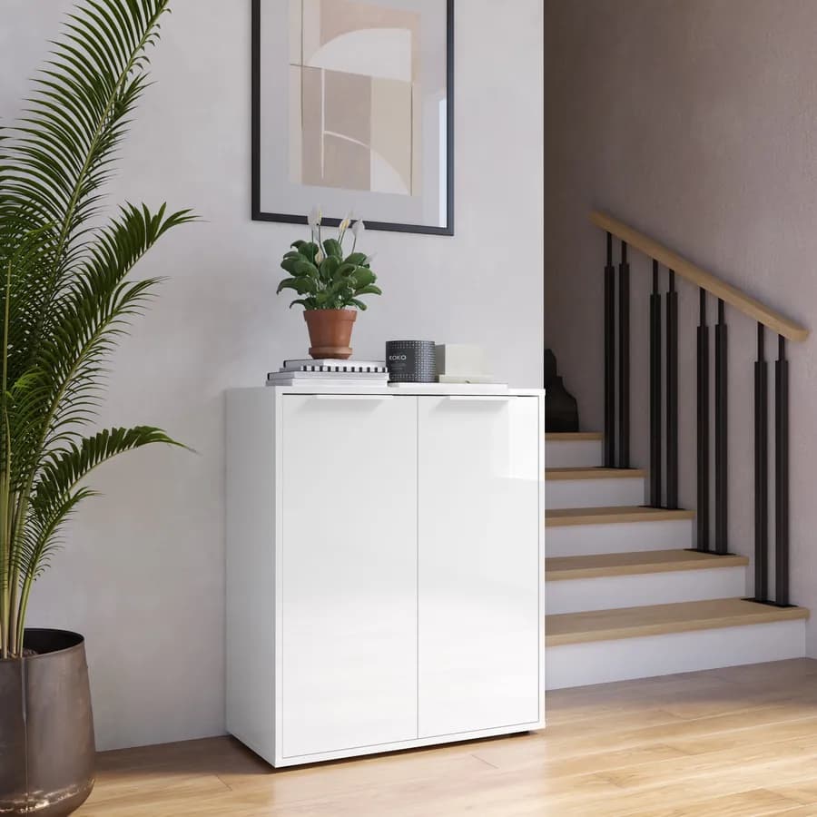 Mobile multiuso 72x87h cm bianco lucido con 2 ante - Delhi