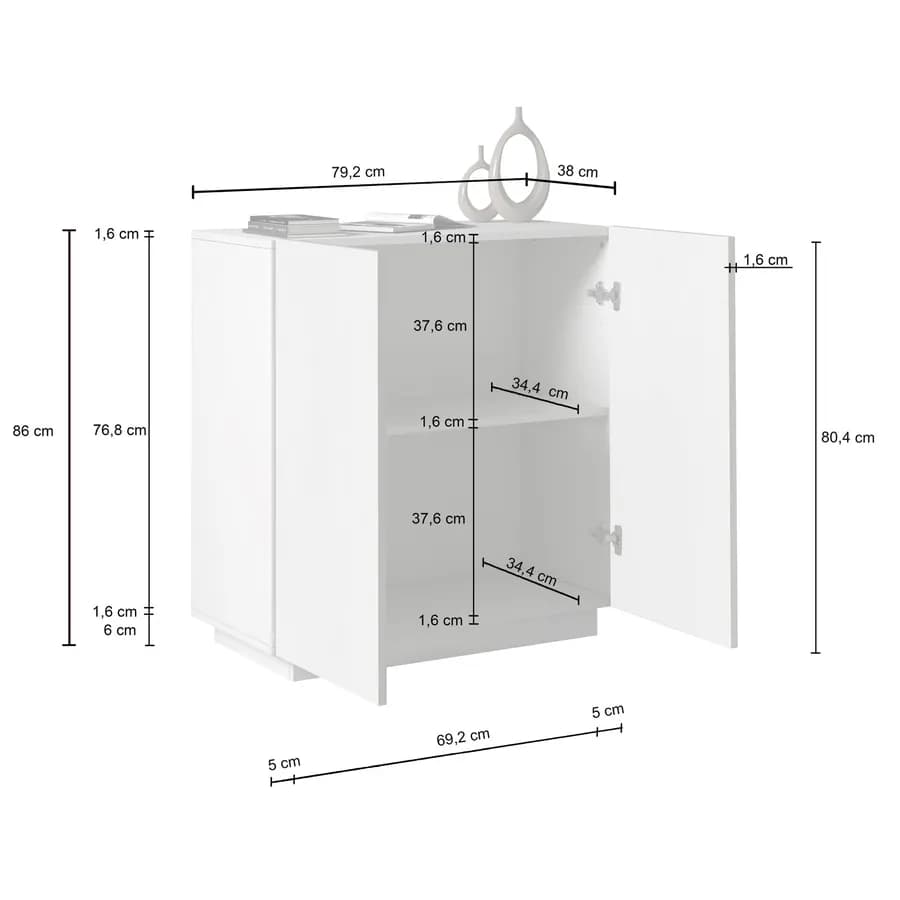 Mobile multiuso 80x86h cm antracite opaco con 2 ante - Canadian