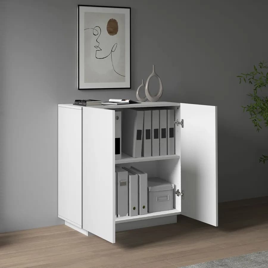 Mobile multiuso 80x86h cm bianco opaco con 2 ante - Canadian