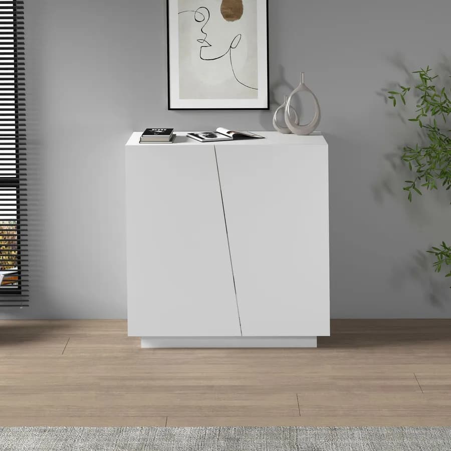 Mobile multiuso 80x86h cm bianco opaco con 2 ante - Meg