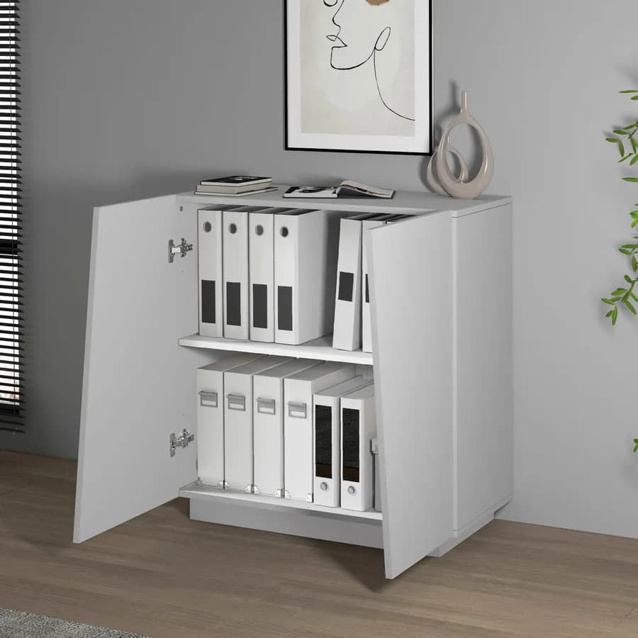 Mobile multiuso 80x86h cm bianco opaco con 2 ante - Meg