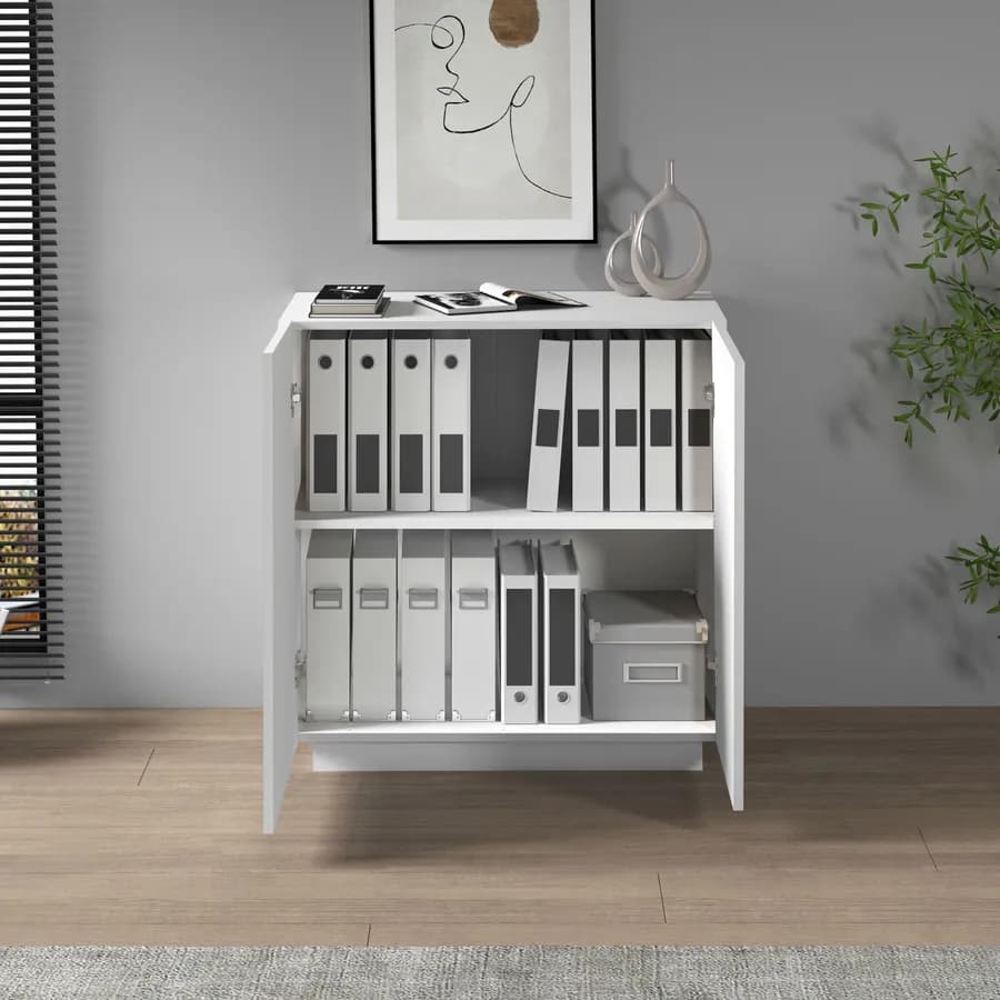 Mobile multiuso 80x86h cm bianco opaco con 2 ante - Meg