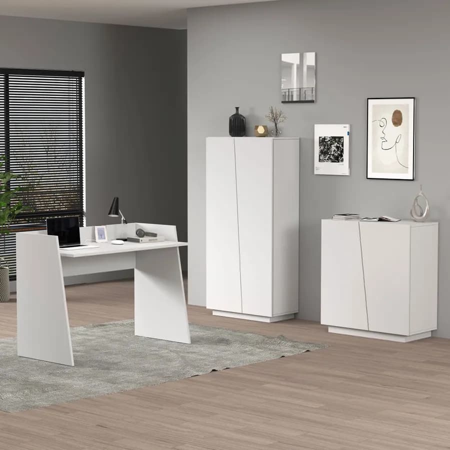 Mobile multiuso 80x86h cm bianco opaco con 2 ante - Meg