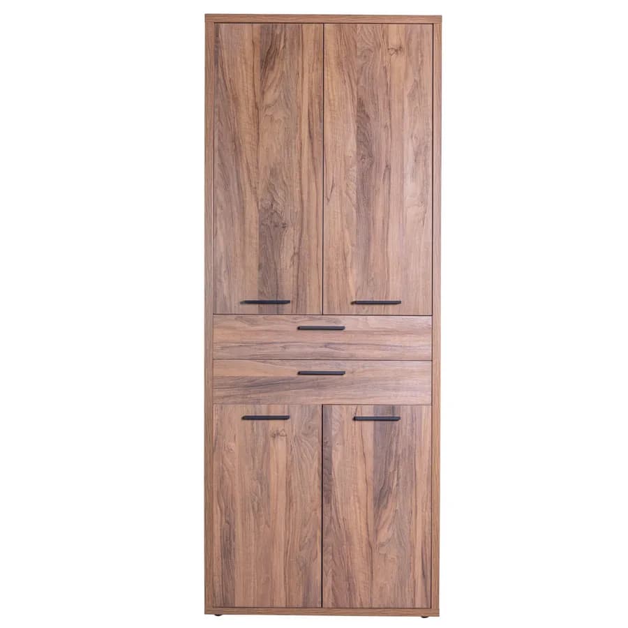 Mobile multiuso 82x217h cm noce brera con 4 ante e 2 cassetti - Historic brown