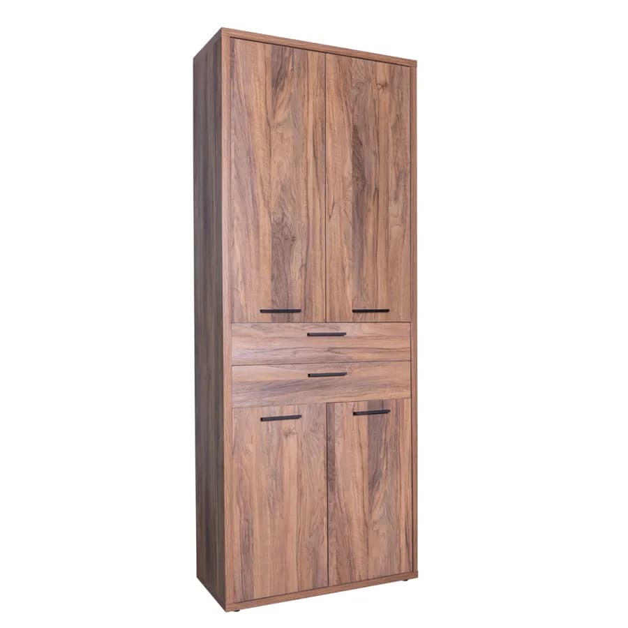 Mobile multiuso 82x217h cm noce brera con 4 ante e 2 cassetti - Historic brown