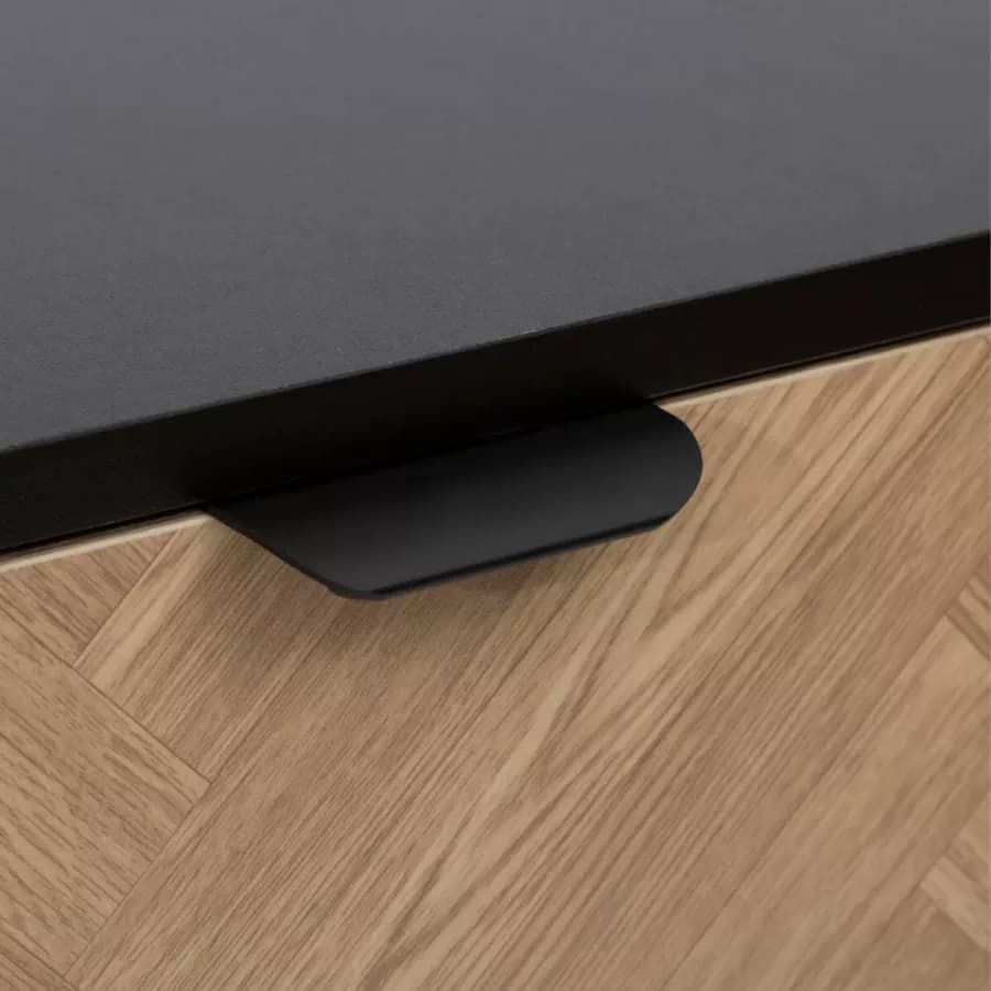 Mobile porta tv 120x40 cm in acciaio nero con ante in legno effetto parquet - Blacky