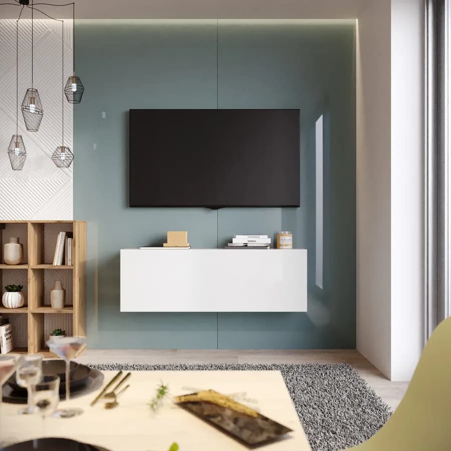 Mobile porta tv 120x40h cm sospeso bianco lucido - Kayros