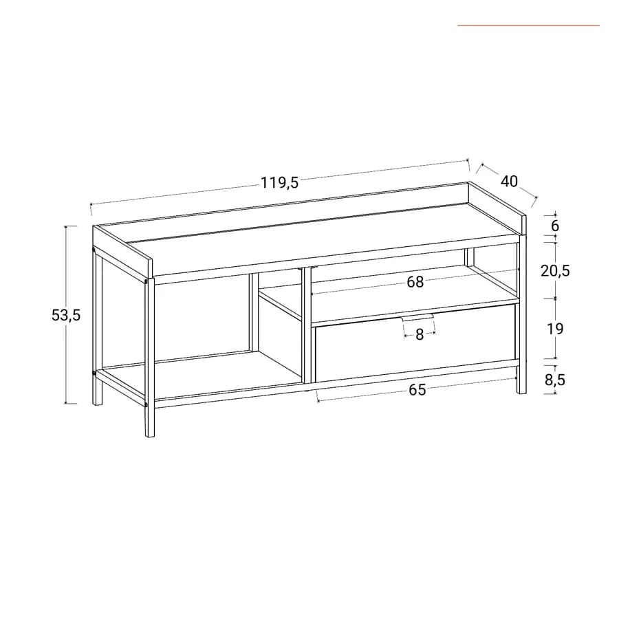 Mobile porta tv 120x54h cm effetto rovere grano e metallo nero con cassetto - Puton