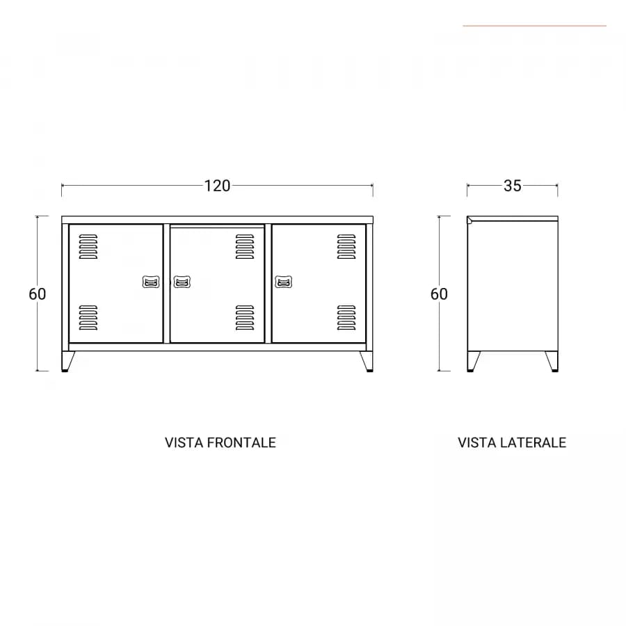 Mobile porta tv 120x60h cm in acciaio verniciato nero con 3 ante - Easton