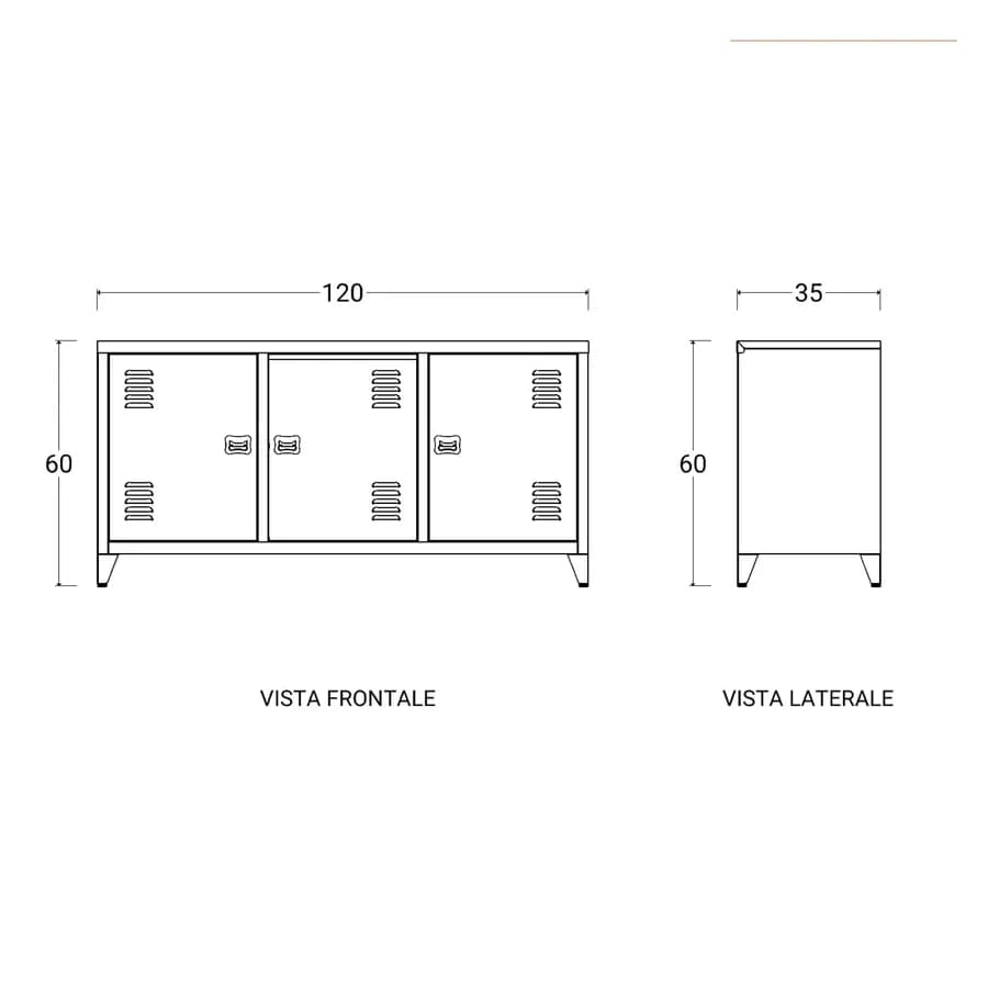 Mobile porta tv 120x60h cm in acciaio verniciato verde salvia con 3 ante - Easton