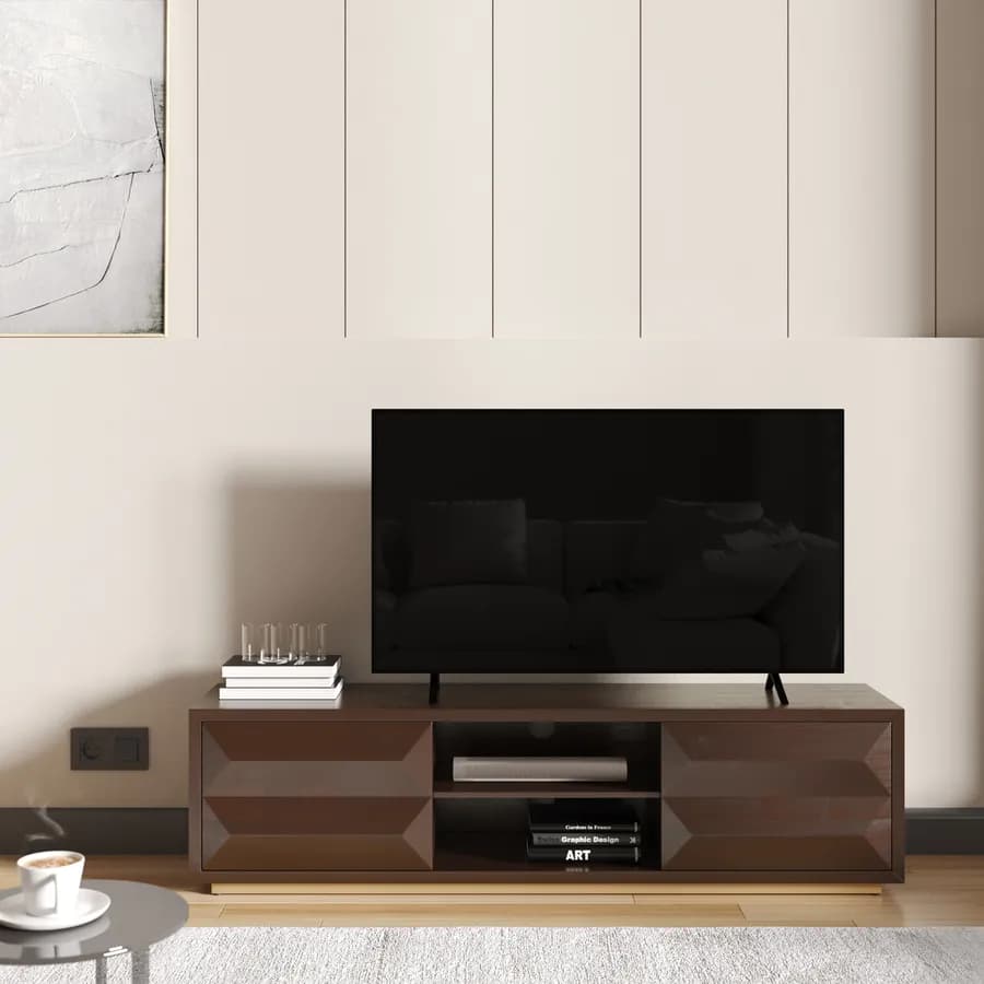Mobile porta tv 170x45h cm in legno di mango color noce con 2 ante - Flame
