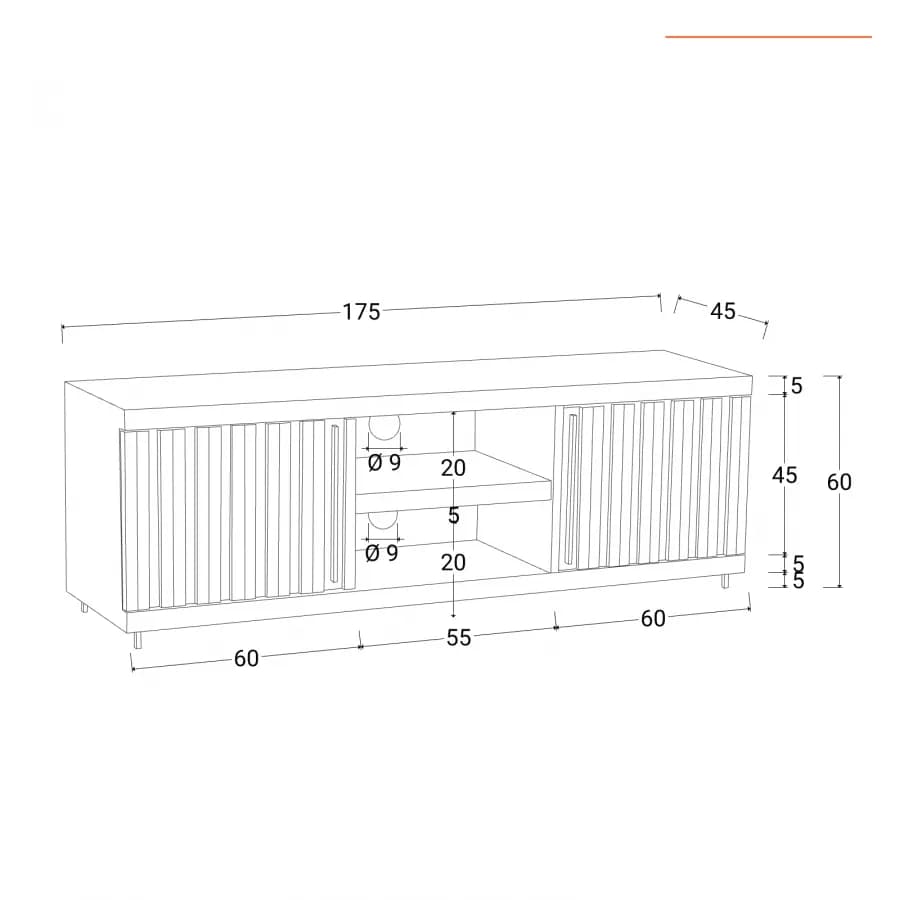 Mobile porta tv 175x45 cm in legno con due ante - Freia Sheesham