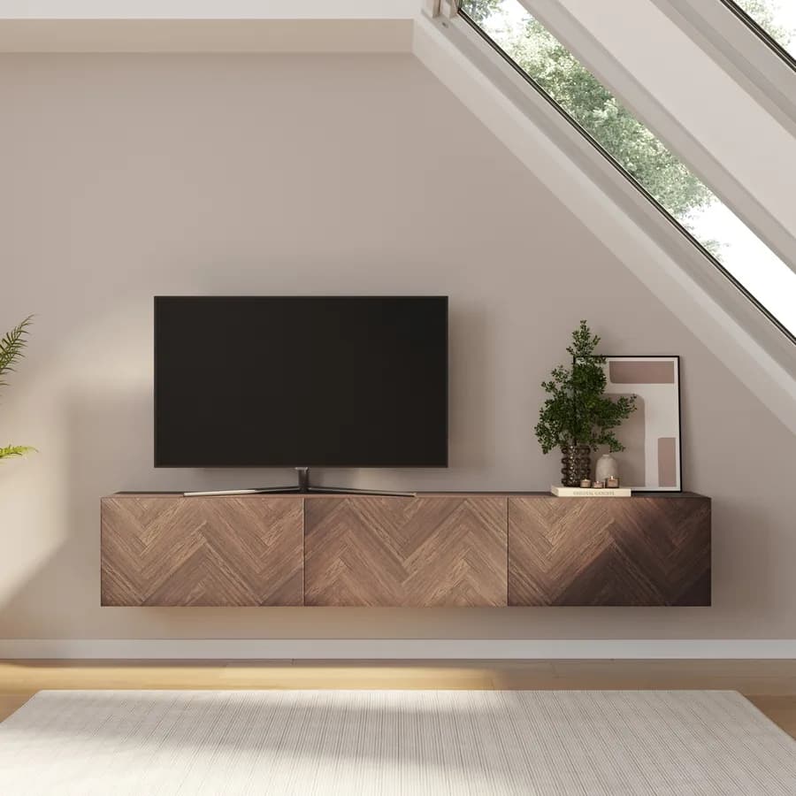 Mobile porta tv 180 cm noce effetto parquet con 3 ante - Betka