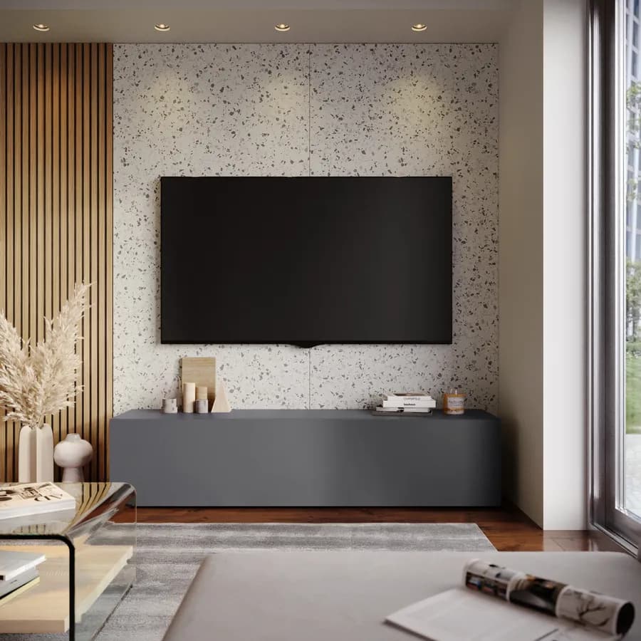 Mobile porta tv 180x40h cm a terra antracite opaco - Kayros