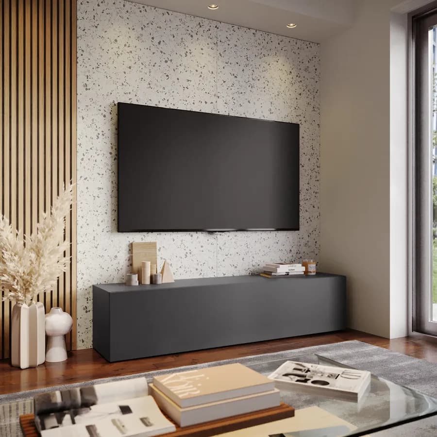 Mobile porta tv 180x40h cm a terra antracite opaco - Kayros