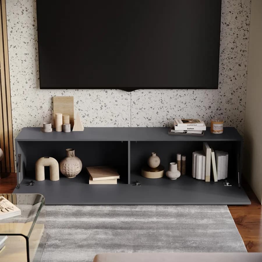 Mobile porta tv 180x40h cm a terra antracite opaco - Kayros
