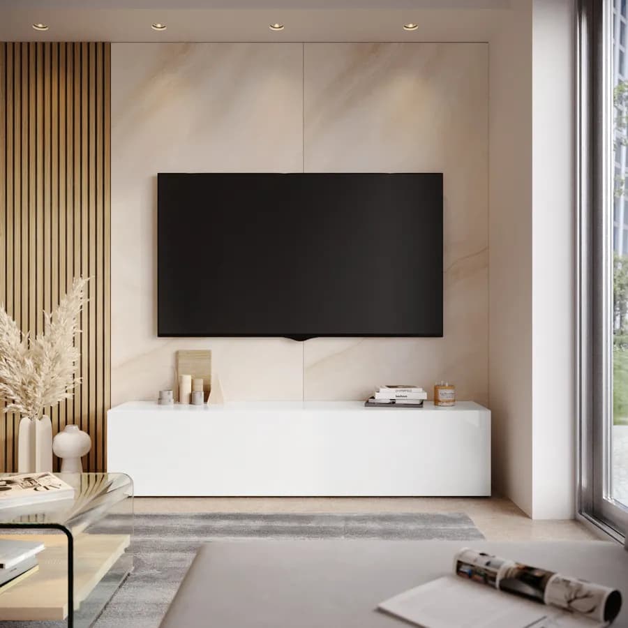 Mobile porta tv 180x40h cm a terra bianco lucido - Kayros