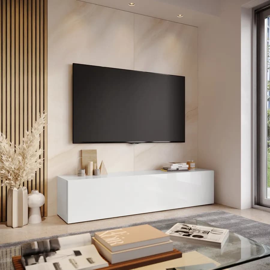 Mobile porta tv 180x40h cm a terra bianco lucido - Kayros