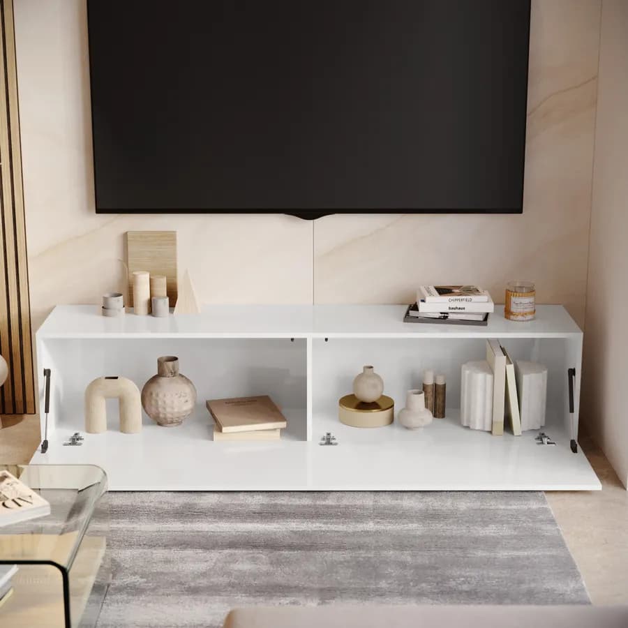 Mobile porta tv 180x40h cm a terra bianco lucido - Kayros
