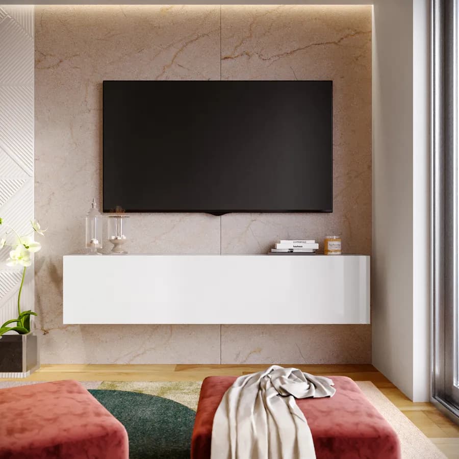 Mobile porta tv 180x40h cm a terra o sospeso bianco lucido - Kayros