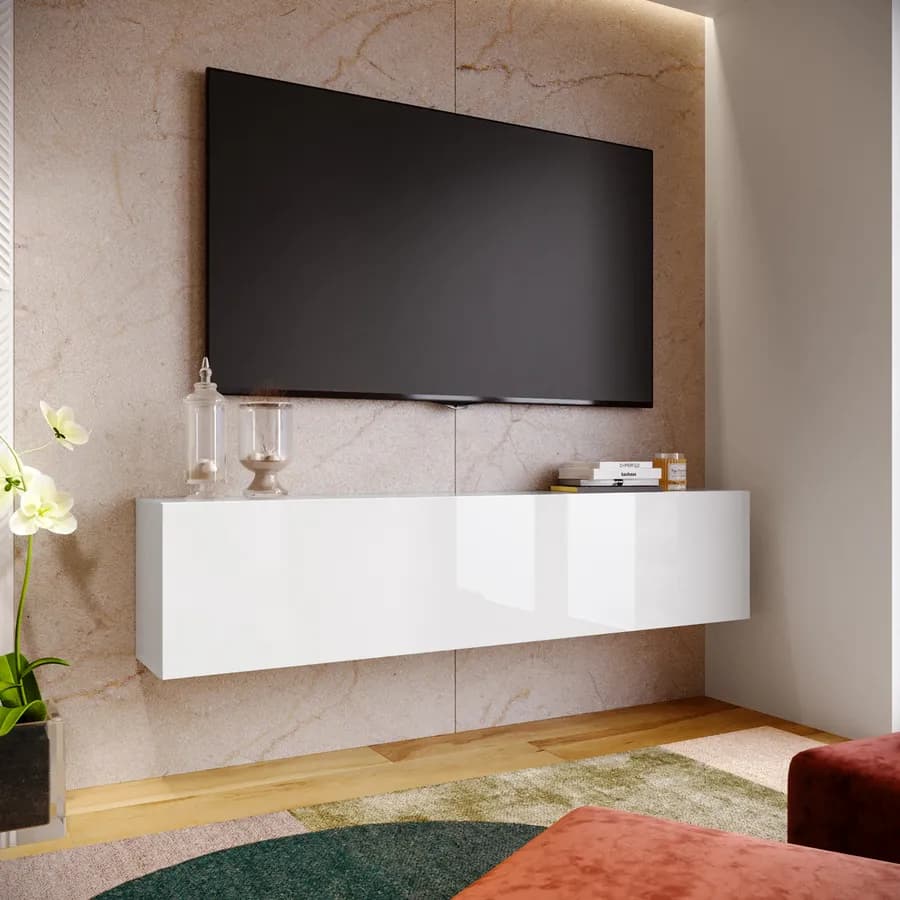 Mobile porta tv 180x40h cm a terra o sospeso bianco lucido - Kayros