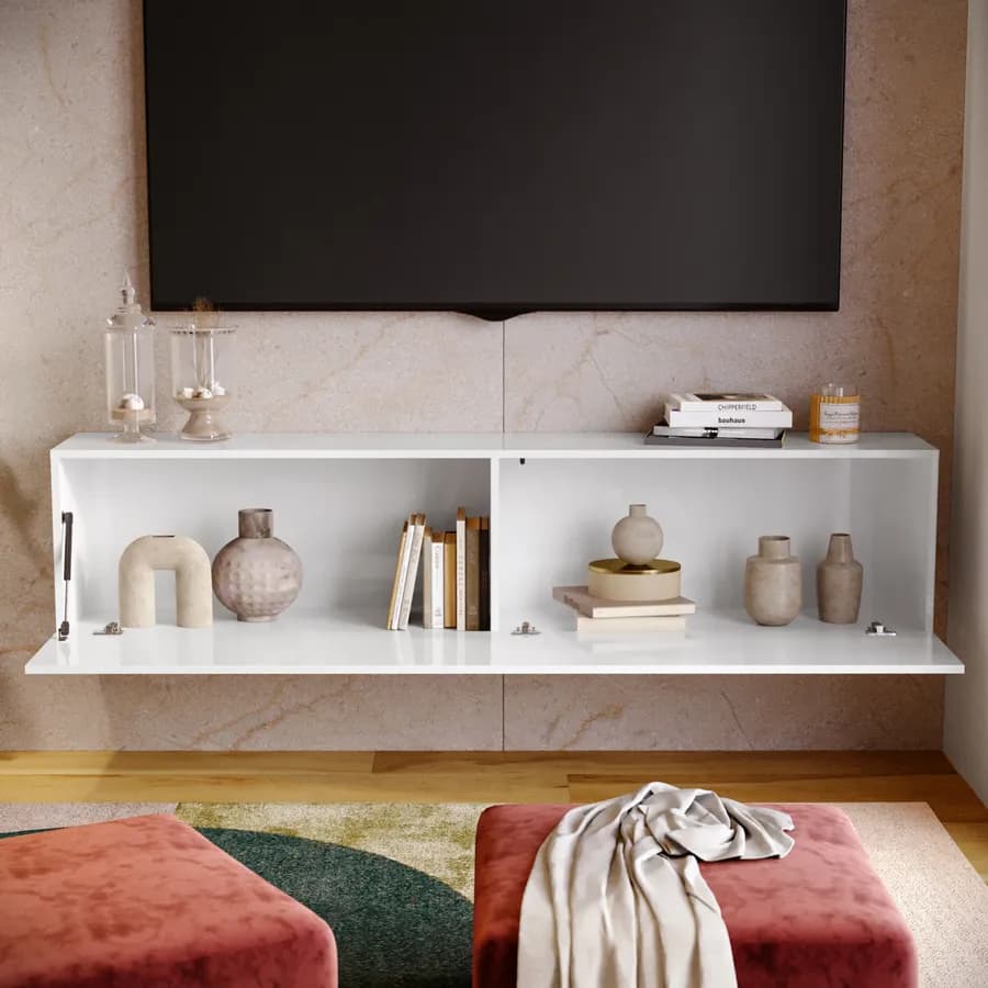 Mobile porta tv 180x40h cm a terra o sospeso bianco lucido - Kayros