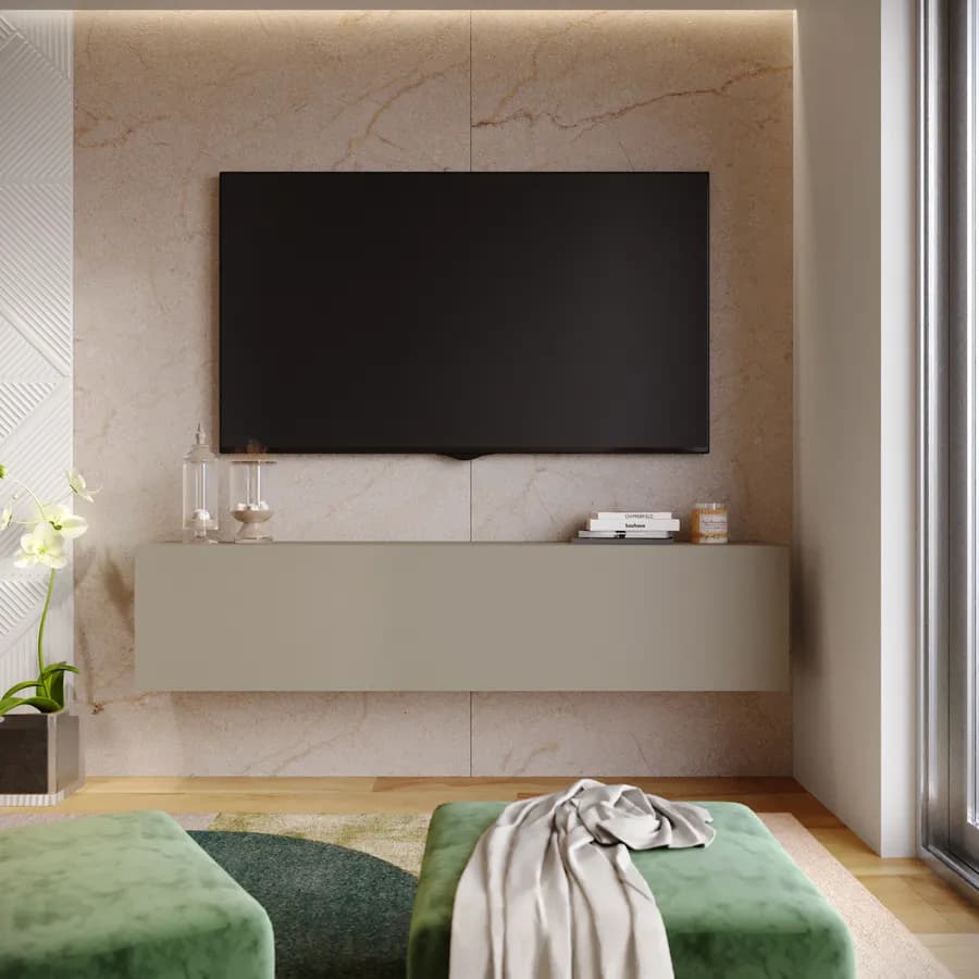 Mobile porta tv 180x40h cm a terra o sospeso tortora opaco - Kayros