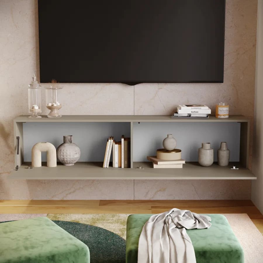 Mobile porta tv 180x40h cm a terra o sospeso tortora opaco - Kayros