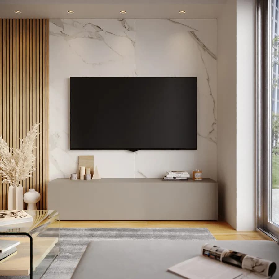 Mobile porta tv 180x40h cm a terra tortora opaco - Kayros