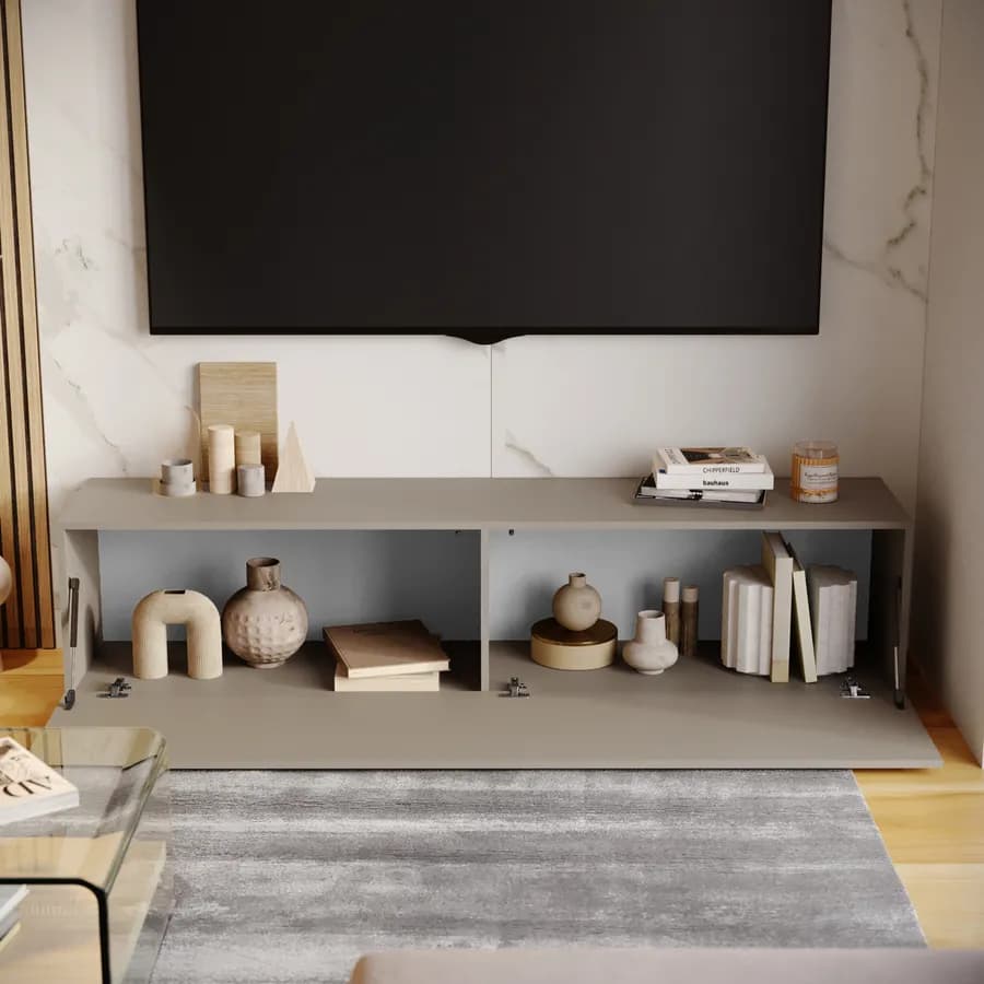 Mobile porta tv 180x40h cm a terra tortora opaco - Kayros