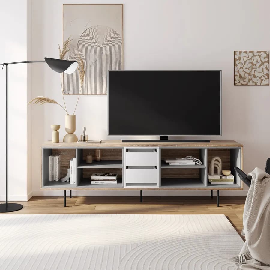 Mobile porta tv 180x56h cm in legno rovere sonoma - Prospecta