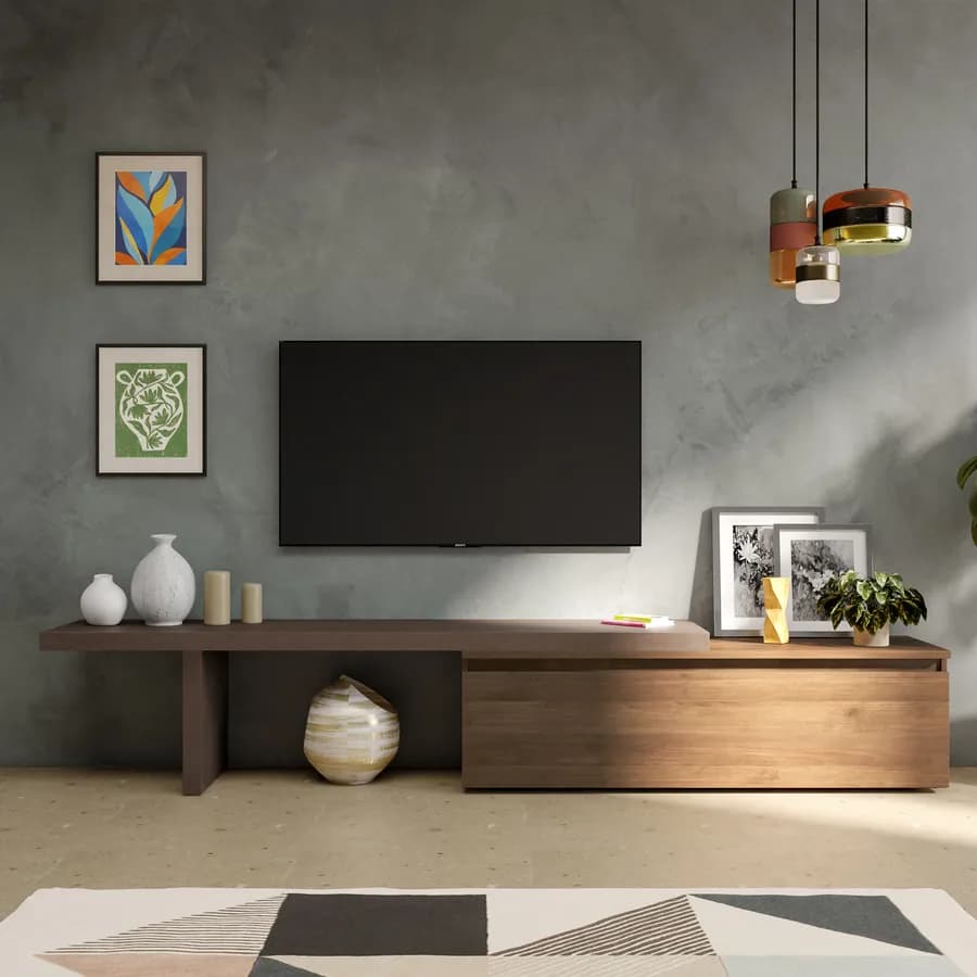 Mobile porta tv 184-270x44h cm bronzo con cassettone mercure - Clary