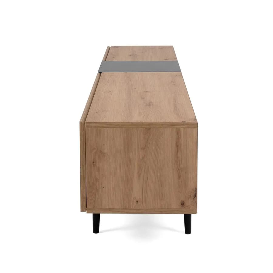 Mobile porta tv 195 cm in legno rovere e nero con 2 ante a ribalta - Ekus