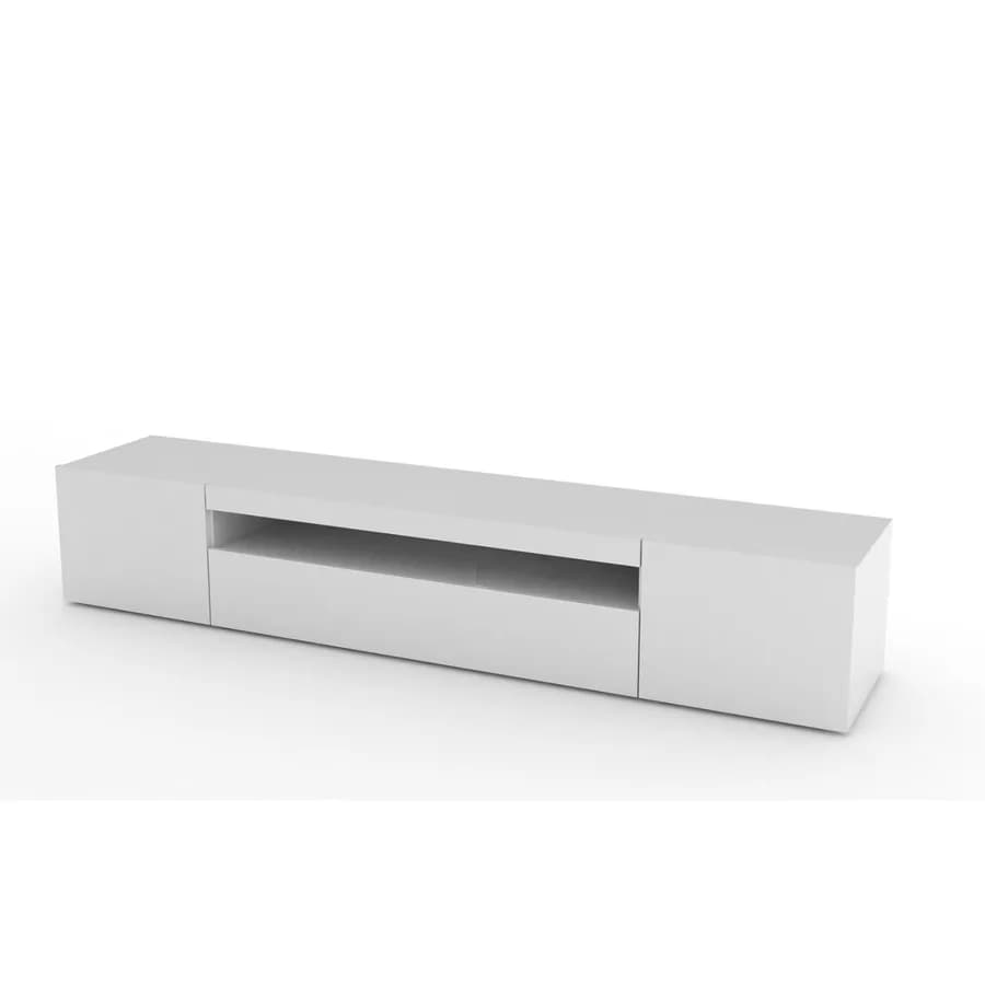 Mobile porta tv 200 cm con ante e vano a giorno in legno bianco lucido - Rodri