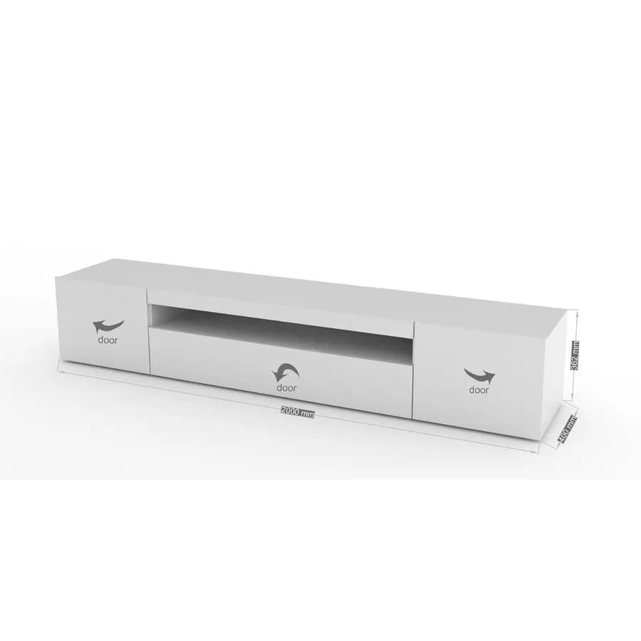Mobile porta tv 200 cm con ante e vano a giorno in legno bianco lucido - Rodri