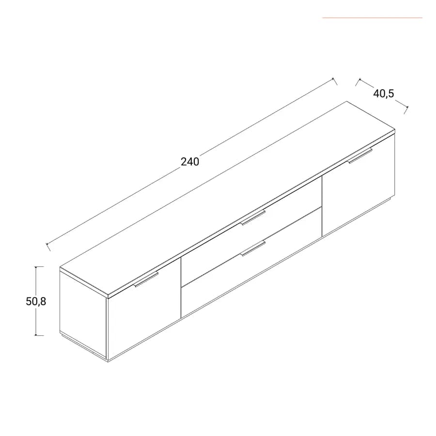 Mobile porta tv 240x41 cm in legno bianco lucido e rovere artisan - Boras living