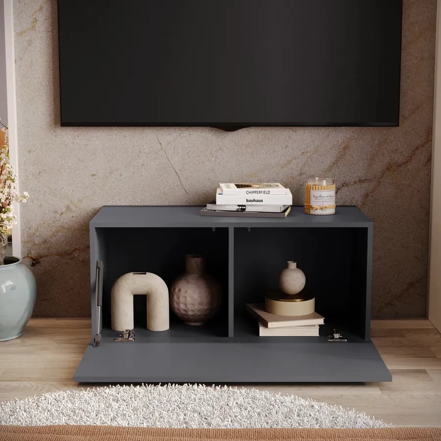 Mobile porta tv 90x40h cm a terra antracite opaco - Kayros