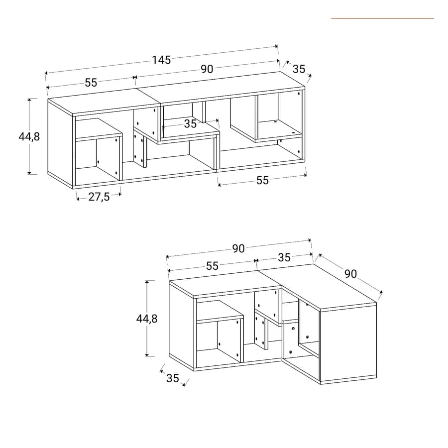 Mobile porta tv 145 cm lineare o angolare bianco e rovere - Mairi