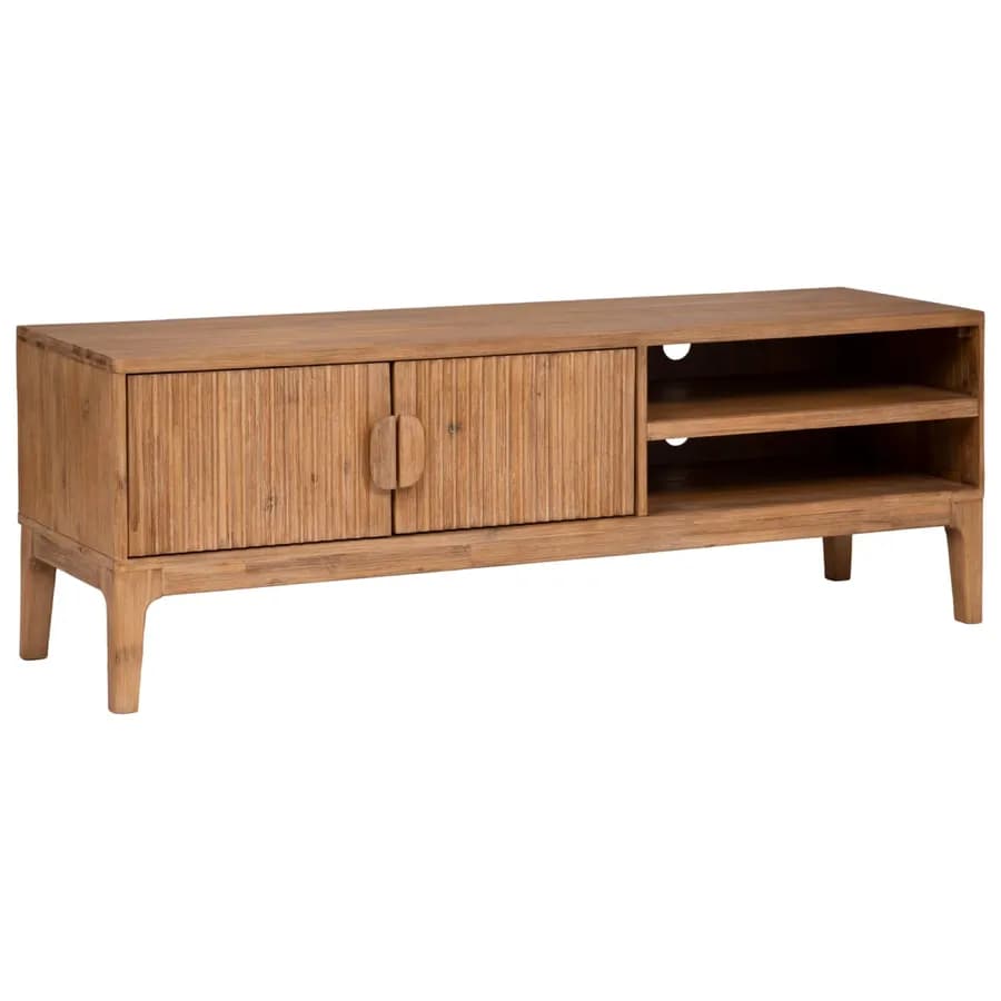 Mobile porta tv160x55h cm in legno di acacia cannettato naturale con 4 ante - Camilla