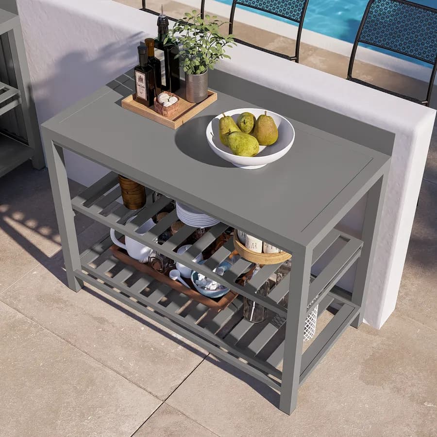 Modulo cucina da giardino con ripiani aperti 120x60 cm in alluminio grigio creta - Messiko