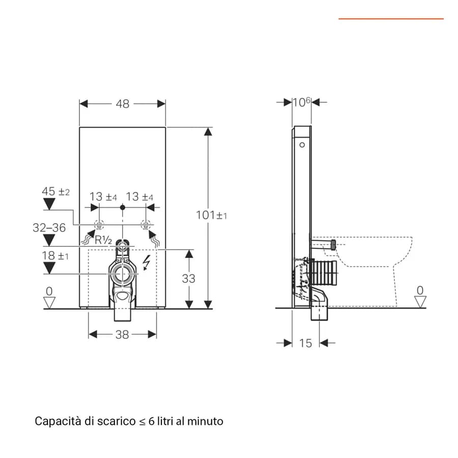 Modulo sanitari per wc 48x101h cm in vetro grigio sabbia - Geberit