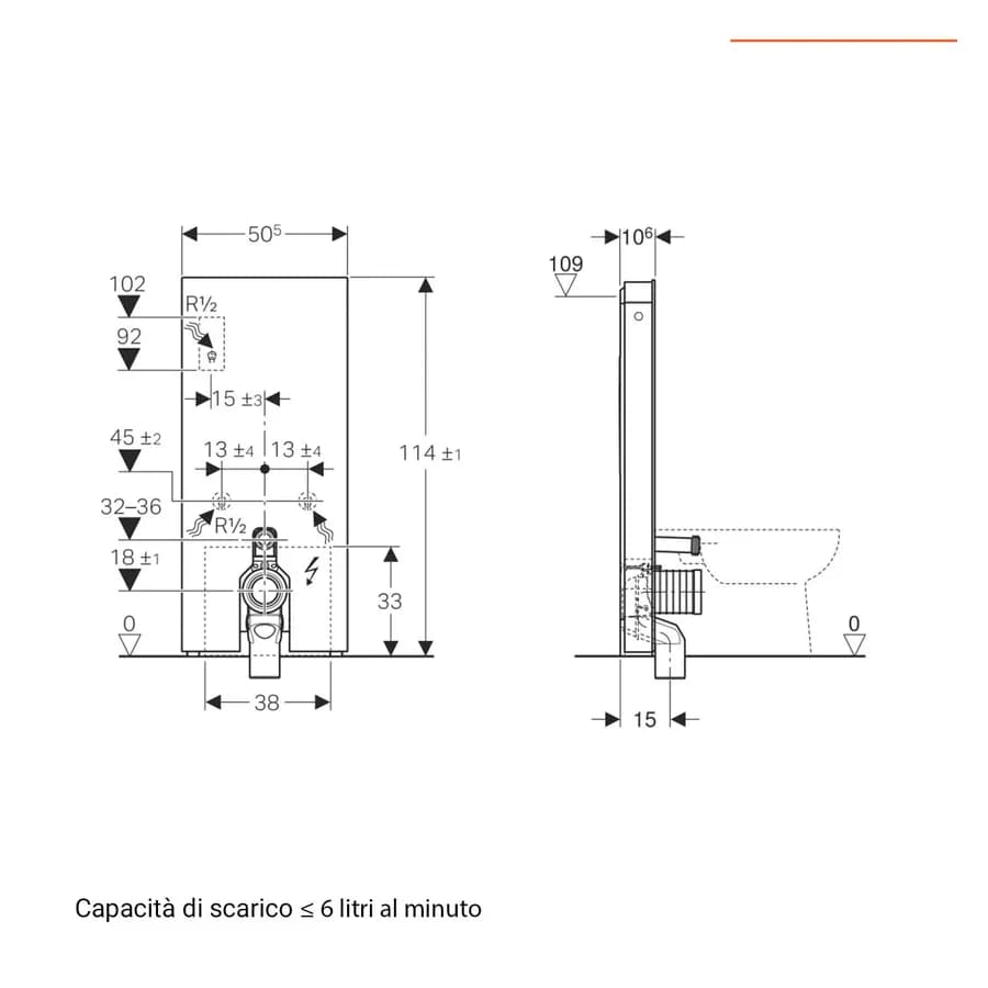 Modulo sanitari per wc 50x114h cm in vetro grigio sabbia - Geberit