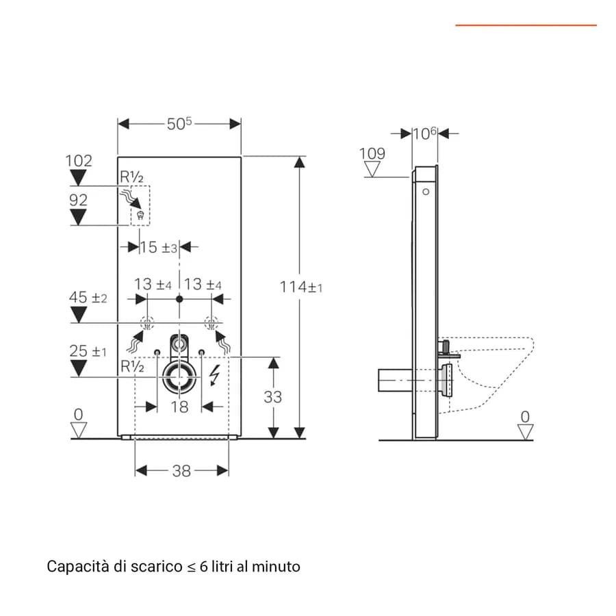 Modulo sanitari per wc sospeso 50x114h cm in vetro nero - Geberit