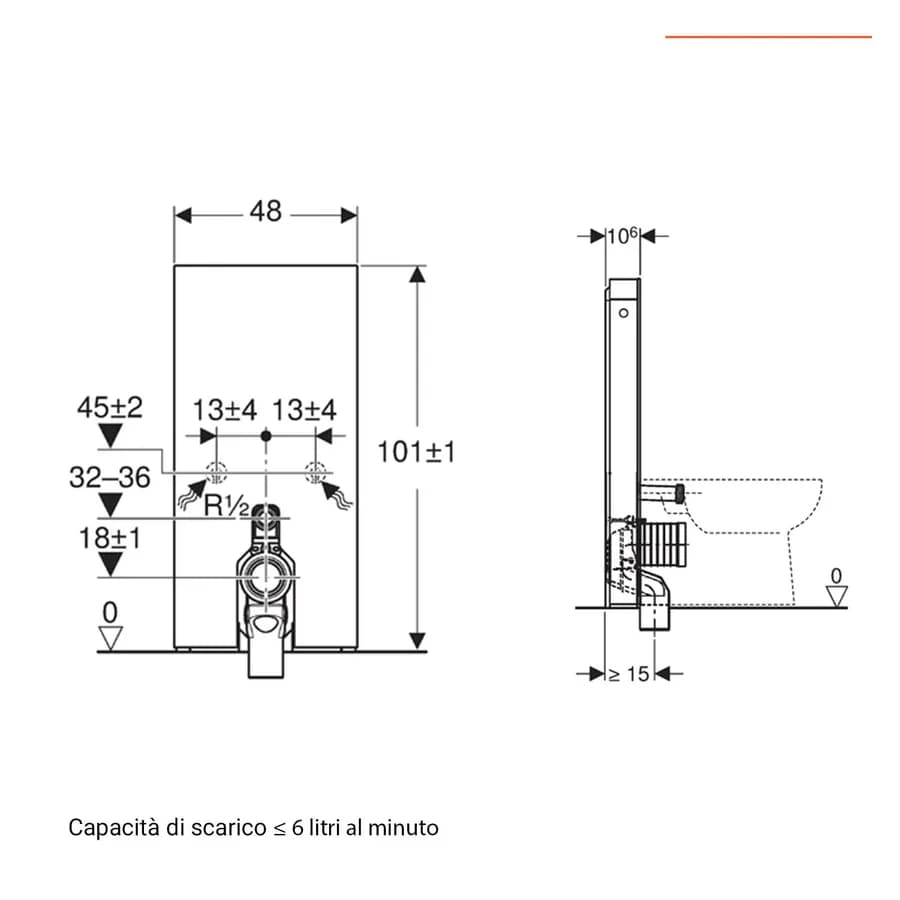 Modulo sanitario 100 cm per wc a pavimento vetro sabbia Serie Monolith - Geberit
