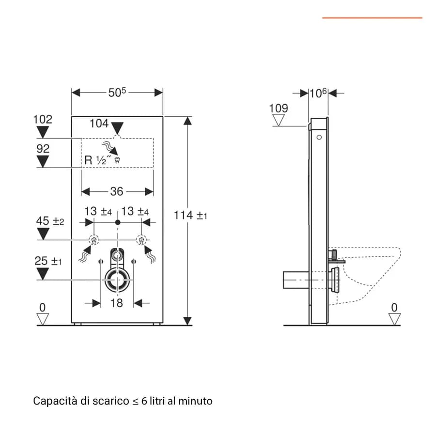 Modulo sanitario 115 cm per wc sospeso vetro lava Serie Monolith - Geberit
