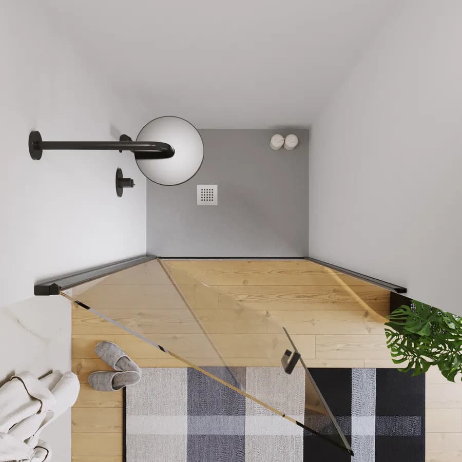 Box doccia nicchia 100 cm battente con vetro anticalcare trasparente e profilo nero opaco 200h - Artego