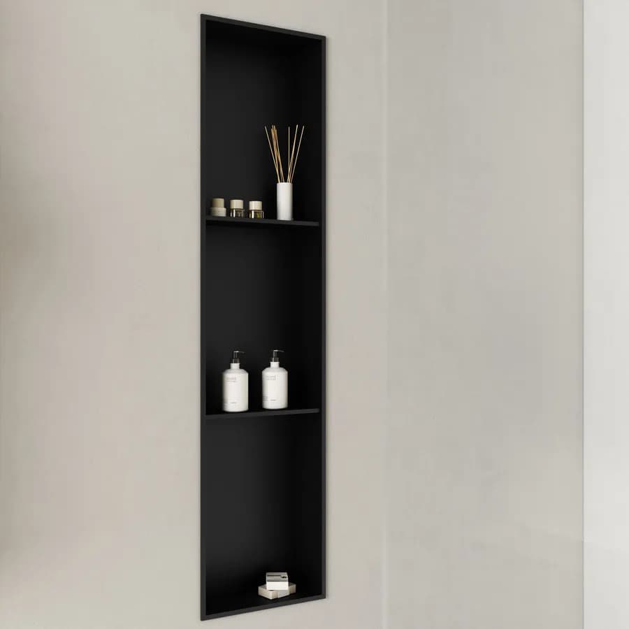 Nicchia da parete incassata 25x12x120h cm in acciaio inox nero opaco